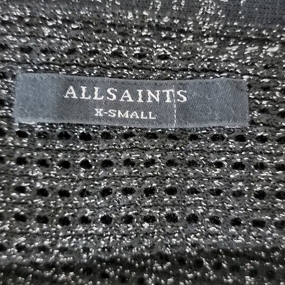 All Saints Women's Elle Metallic Jumper Black Open Knit Batwing Top XS - Picture 10 of 15